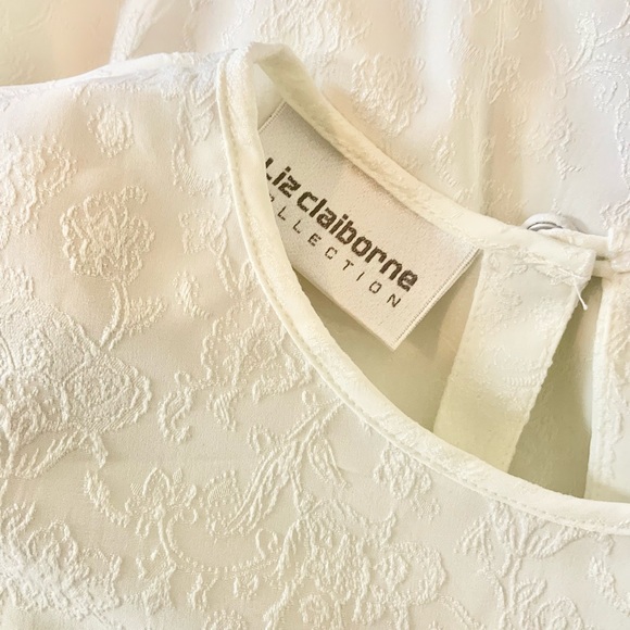 LIZ CLAIBORNE | Vintage 80's Button Up Blouse Sz 4 White - Picture 6 of 8